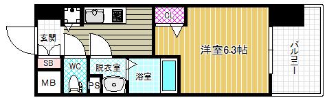プレサンス梅田東ディアロ(1K/8階)の間取り写真