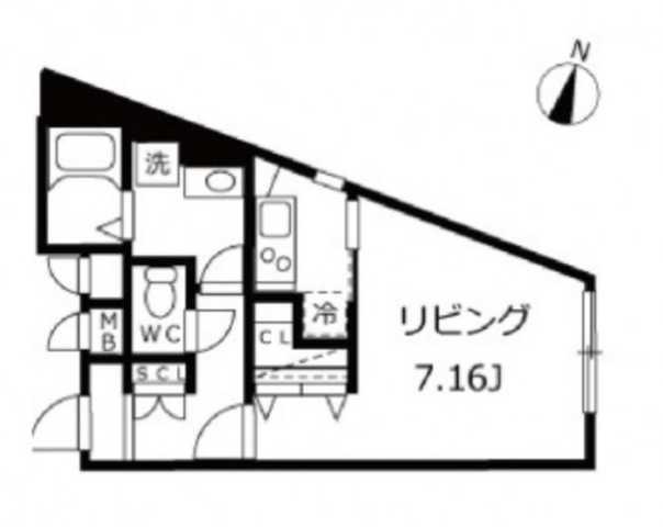 BRANCHE新中野(1K/2階)の間取り写真
