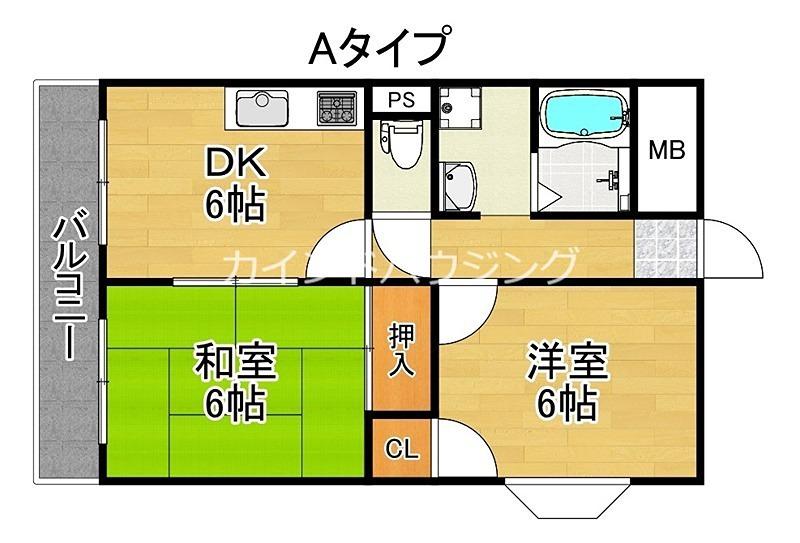 ハイツ イサム(2DK/3階)の間取り写真