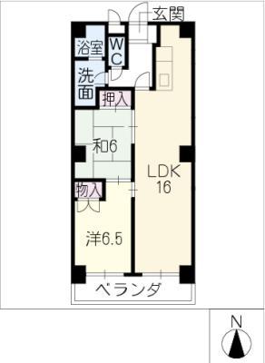 メナージュ徳川(2LDK/5階)の間取り写真