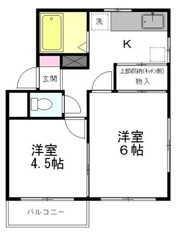 エイカーズ向山(2K/1階)の間取り写真