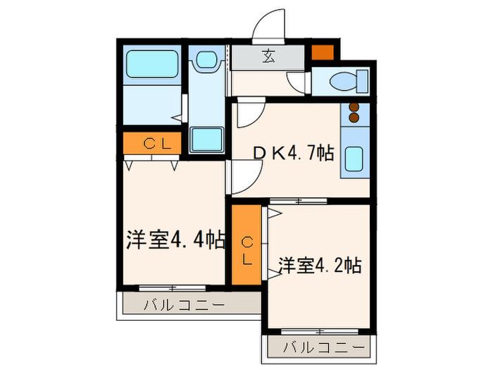 あいプラザ別府(2DK/4階)の間取り写真
