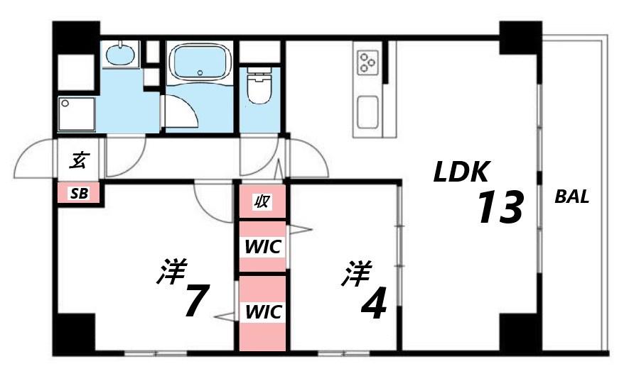 JR播但線 京口駅 徒歩7分 4階建 築6年(2LDK/1階)の間取り写真