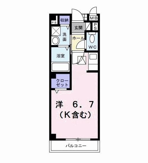 ラフィネ山崎(1K/1階)の間取り写真