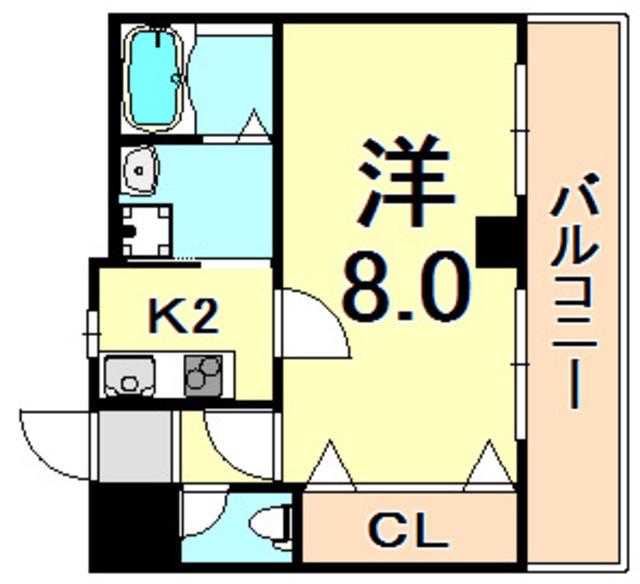 CAST COURT(1K/2階)の間取り写真