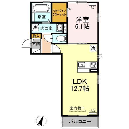 シャンデリア(1LDK/2階)の間取り写真