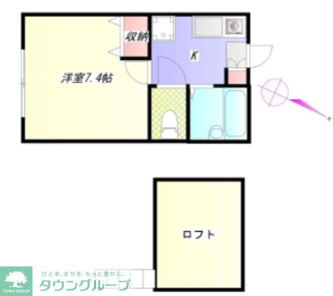 上水ハイム(1K/2階)の間取り写真