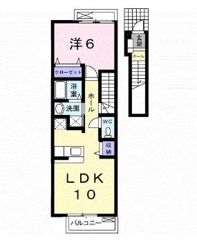 ヴィラ・佐藤II(1LDK/2階)の間取り写真