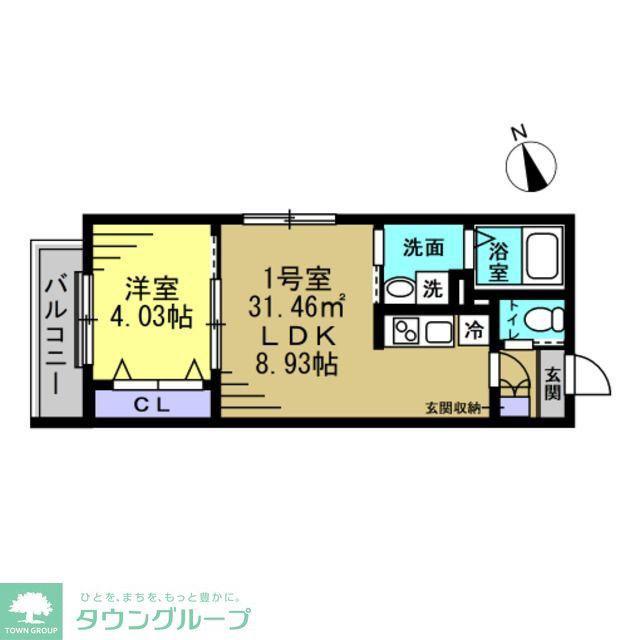 YSA薬園台(1LDK/1階)の間取り写真