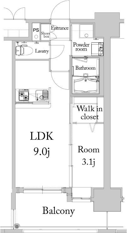 エンクレスト薬院大通(1LDK/7階)の間取り写真