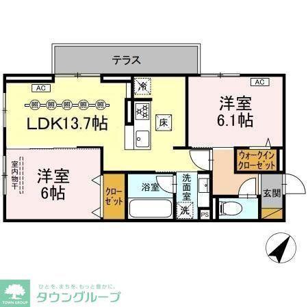 リベラル(2LDK/1階)の間取り写真