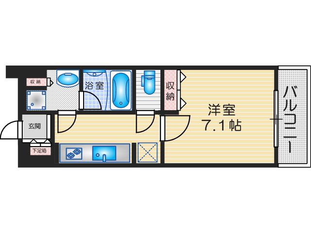 アーバネックス高槻芥川(1K/5階)の間取り写真