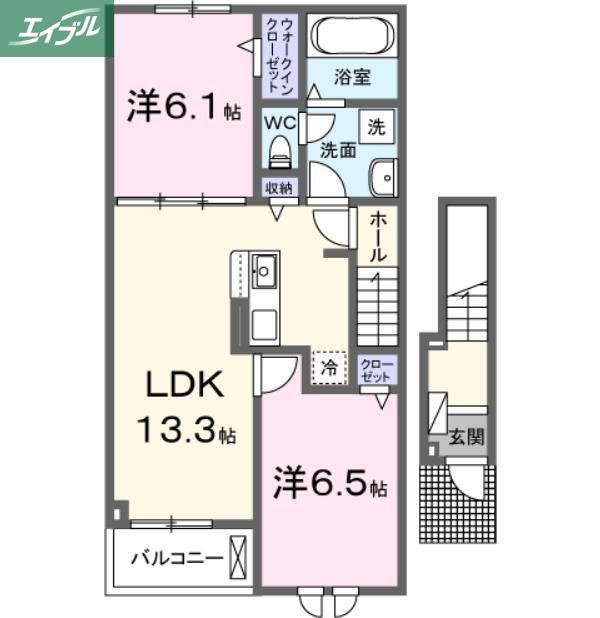 JR宇野線 備前西市駅 徒歩47分 2階建 新築(2LDK/2階)の間取り写真