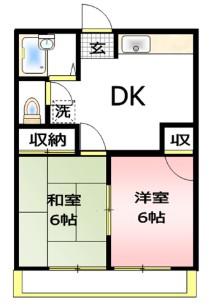 ハイツヤザワ(2DK/1階)の間取り写真