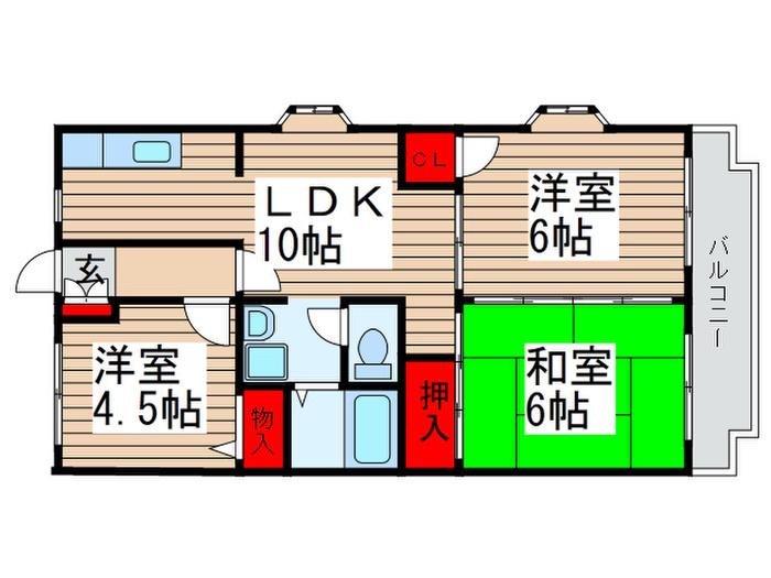 ベル・ビュー松戸(3LDK/1階)の間取り写真