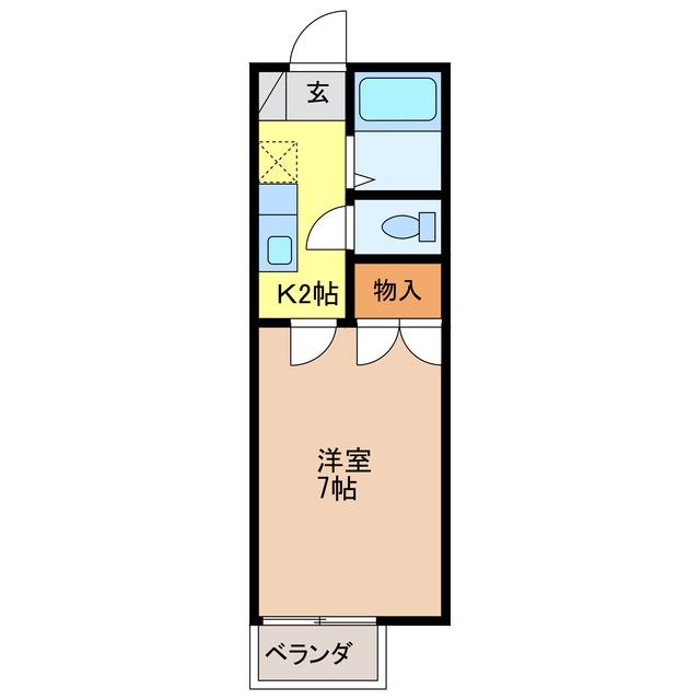 LIBERTY KUNIE II(1K/2階)の間取り写真