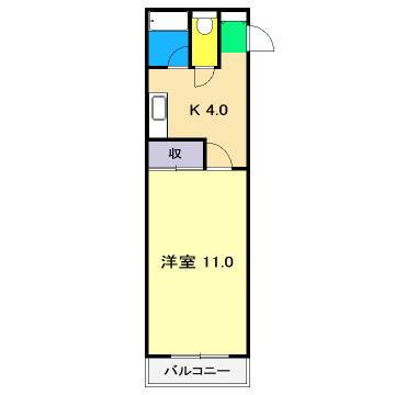 ハイスリー21II(1K/4階)の間取り写真