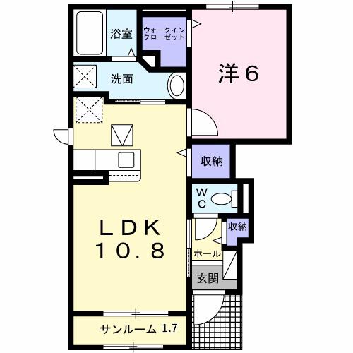 ダンザヴェール(1LDK/1階)の間取り写真