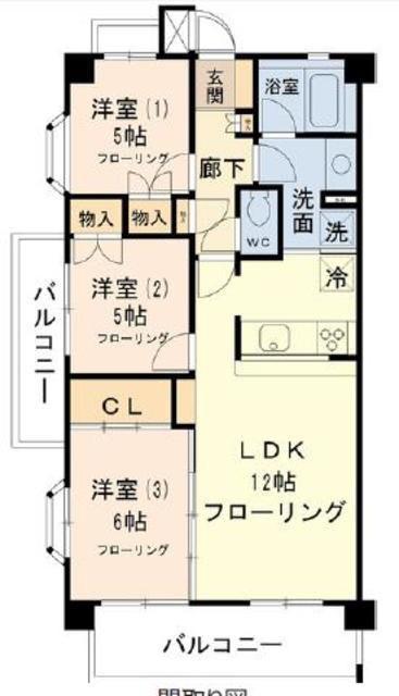 フローレル北烏山(3LDK/2階)の間取り写真
