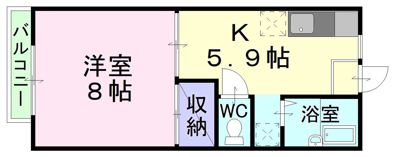 パナハイツ総社3(1K/2階)の間取り写真