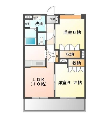 プリンシピオ(2LDK/2階)の間取り写真