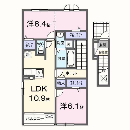 クラール倉治C(2LDK/2階)の間取り写真