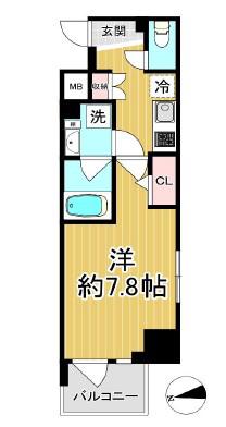 コンシェリア浜松町マスターズヴィラ(1K/4階)の間取り写真
