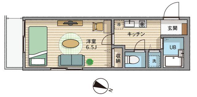 UN BRILLANT(1K/2階)の間取り写真