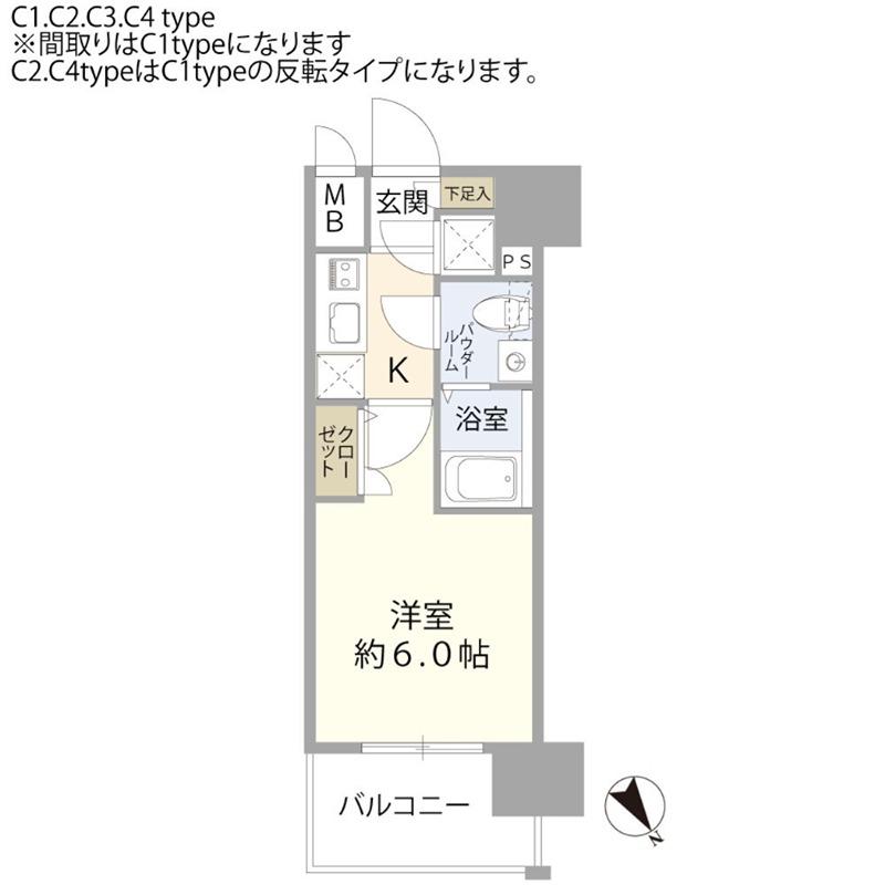 エスリード福島シティグランツ(1K/8階)の間取り写真