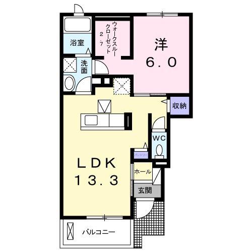カーサ ビアンカ(1LDK/1階)の間取り写真