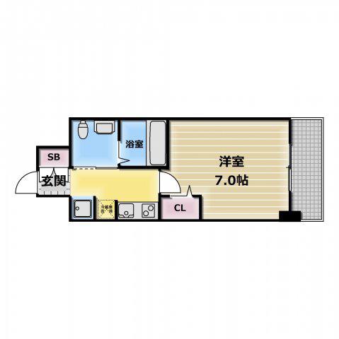 セレニテオズ北巽(1K/7階)の間取り写真