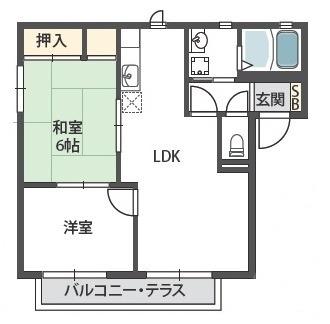 ラクシュミー鳥飼(2LDK/1階)の間取り写真
