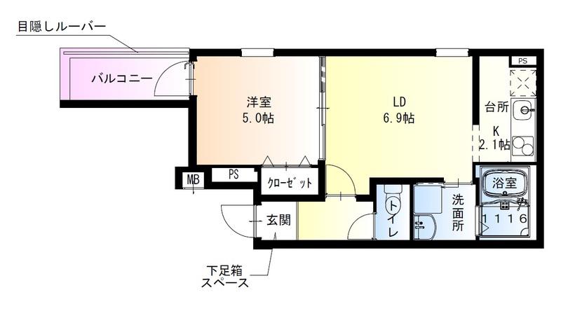 フジパレス高石千代田Ⅰ番館(1LDK/1階)の間取り写真