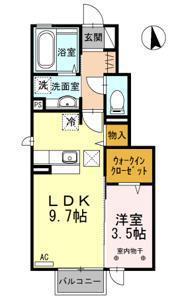 セレーノ VII(1LDK/1階)の間取り写真