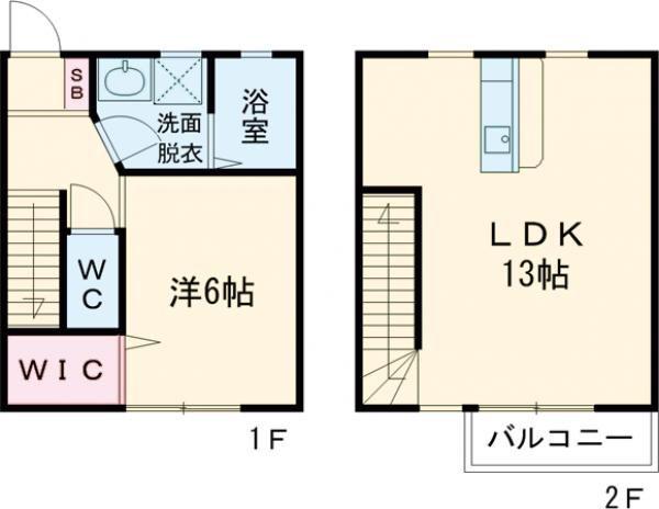 AQUA A棟(1LDK/1階)の間取り写真