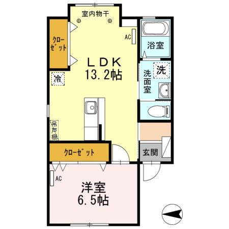 コートフィールド(1LDK/1階)の間取り写真