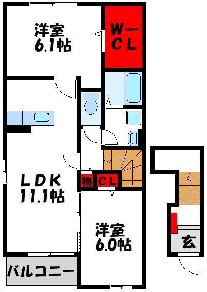 ヴェッセル津屋崎(2LDK/2階)の間取り写真