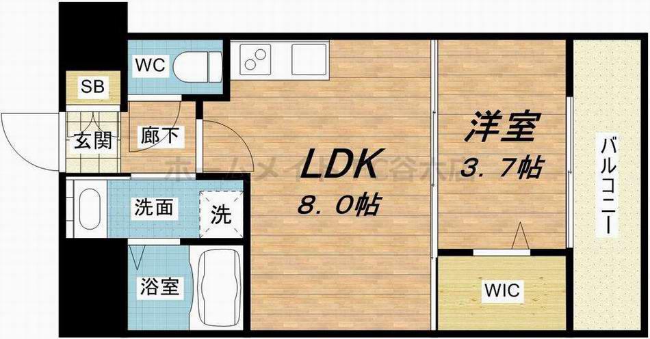 セレニテ谷町CALME(1LDK/7階)の間取り写真
