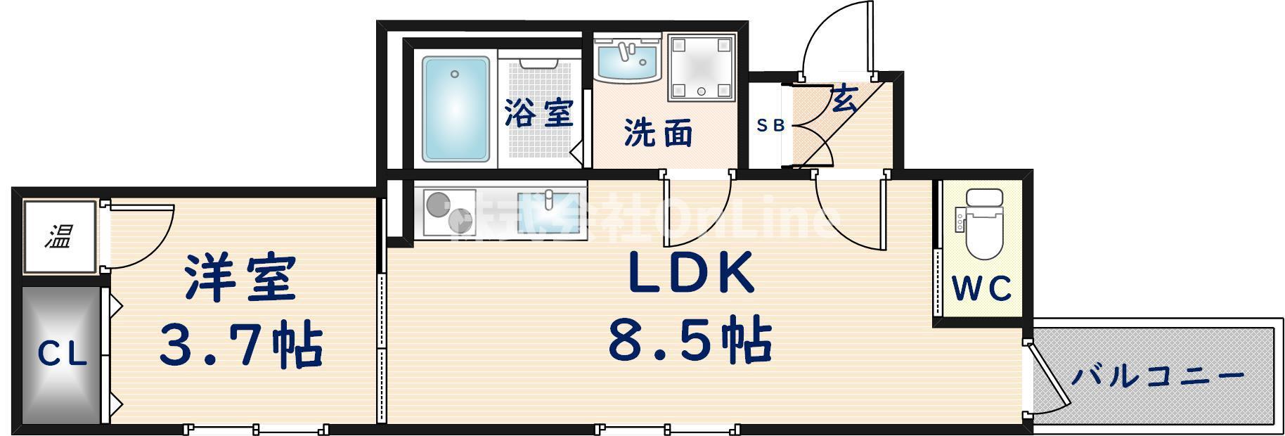 F ASECIA DAMIA(1LDK/1階)の間取り写真