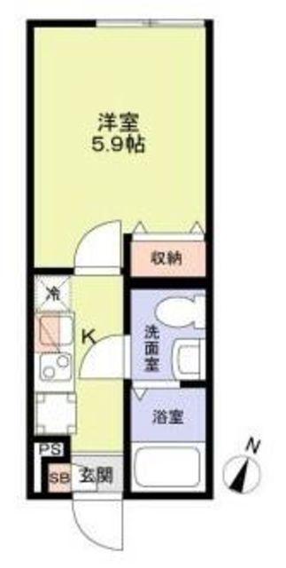 ブランノワール小岩(1K/3階)の間取り写真