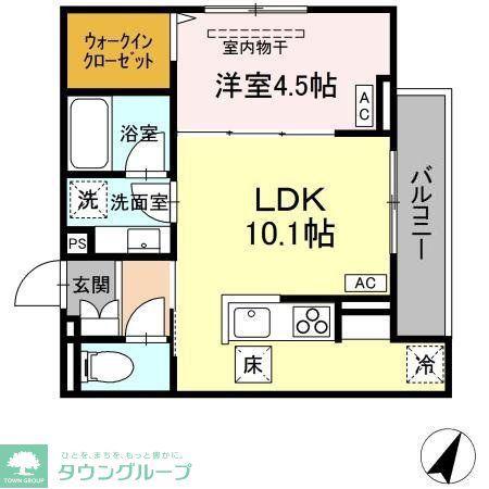 ASSET-COURT立川上砂町5丁目 B棟(1LDK/1階)の間取り写真