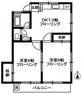 増田コーポ3号棟(2DK/2階)の間取り写真