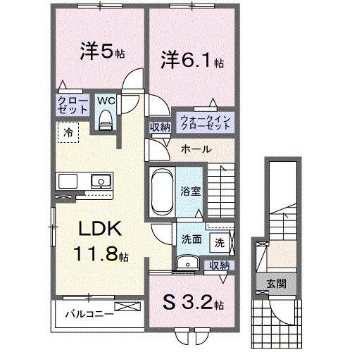 ハウスプリムローズ VIII(2SLDK/2階)の間取り写真