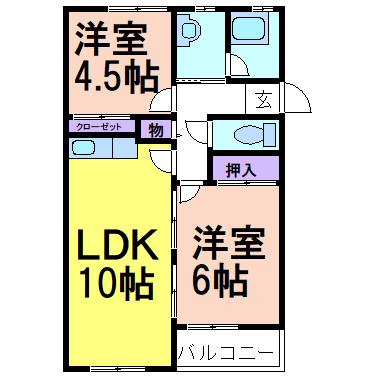 塚原マンションA(2LDK/2階)の間取り写真