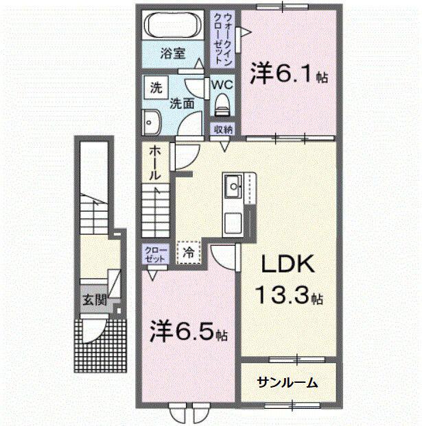 メゾン・ド・アジュール(2LDK/2階)の間取り写真