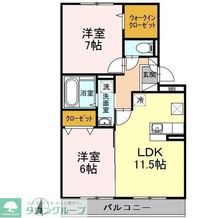 コアロード今宿B(2LDK/2階)の間取り写真