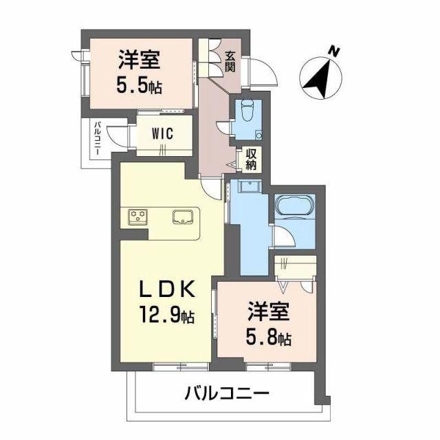 シャーメゾン絆IV(2LDK/2階)の間取り写真