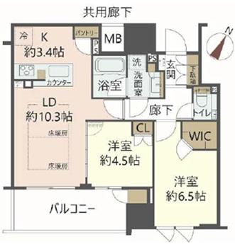 クラッシータワー靭公園(2LDK/5階)の間取り写真