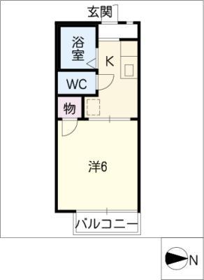 ドミトリーKITA A棟(1K/2階)の間取り写真