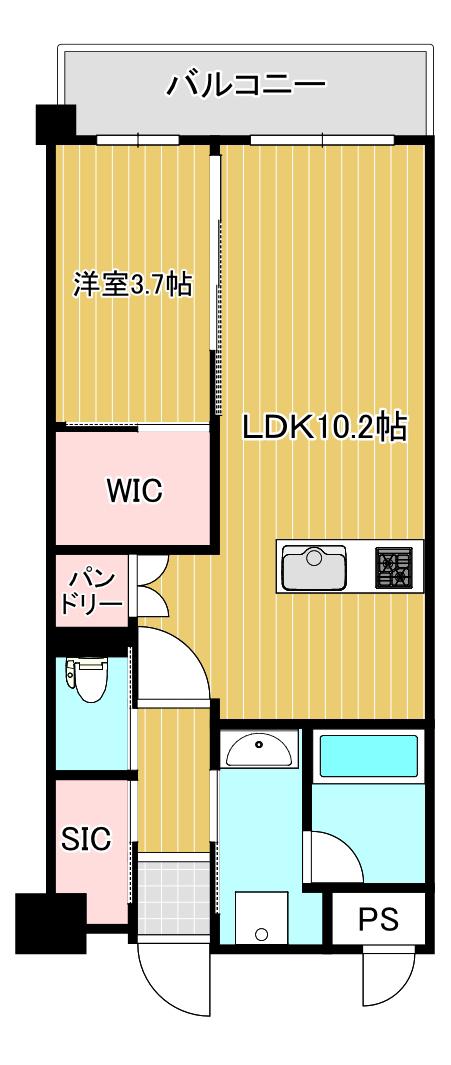 ヒルクレスト片野グランデI(1LDK/4階)の間取り写真